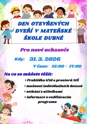DEN OTEVŘENÝCH DVEŘÍ V MATEŘSKÉ ŠKOLE DUBNÉ